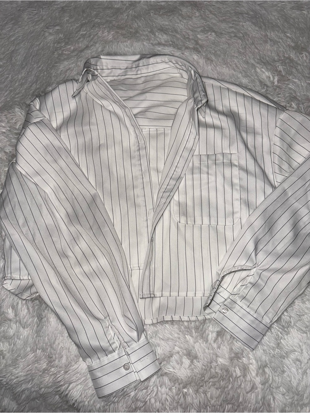 SHEIN White Shirt with Thin Black Pinstripes - Casual Button-Down
